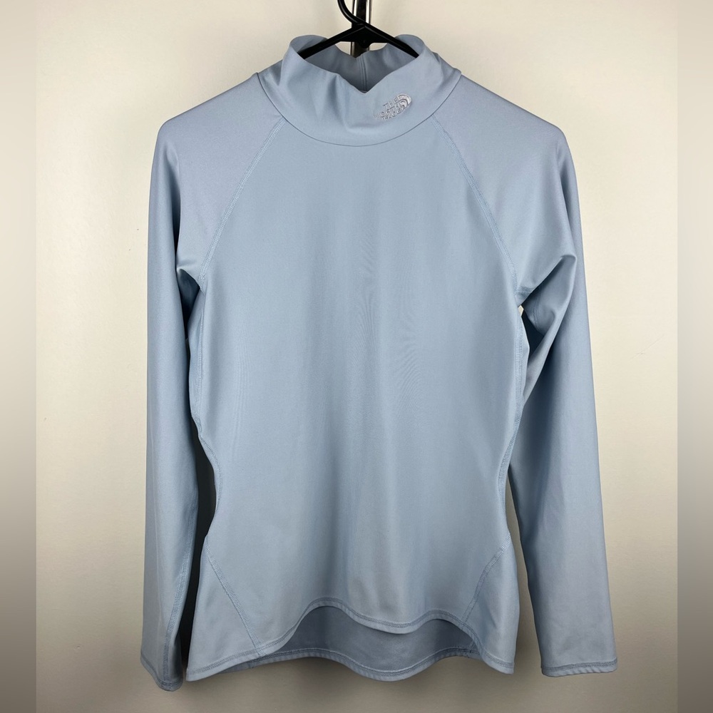 The North Face Women’s Light Blue Fitted Long Sleeve Top Mock Neck Size M
